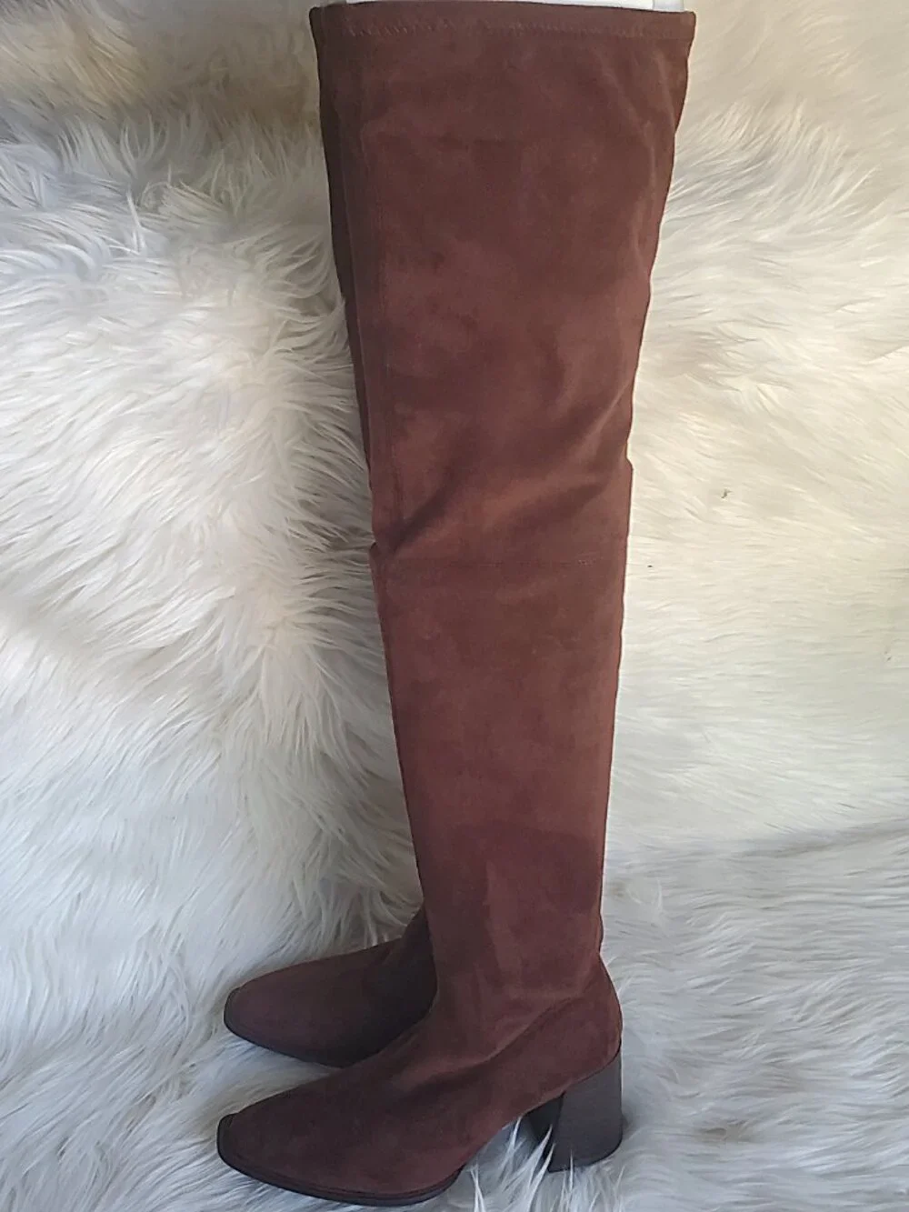 Forever 21 Brown Over The Knee Side Zipper Suede Boot SZ 6